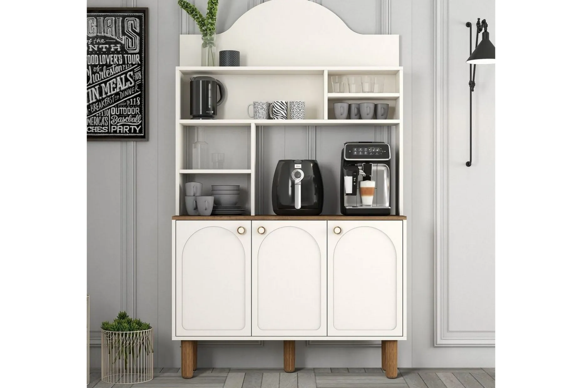 Bar Kaffeskap Tre Krem / Eik