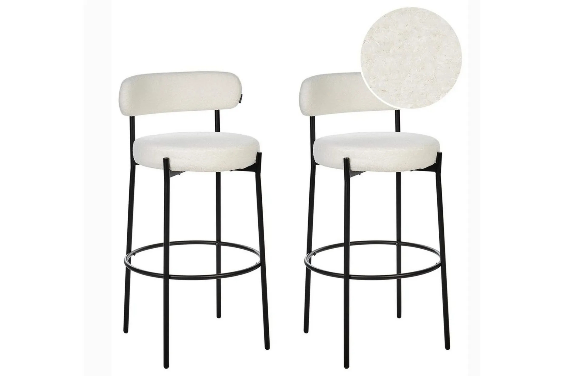 Barstol Beliani Allison set om 2 Beige-Svart White