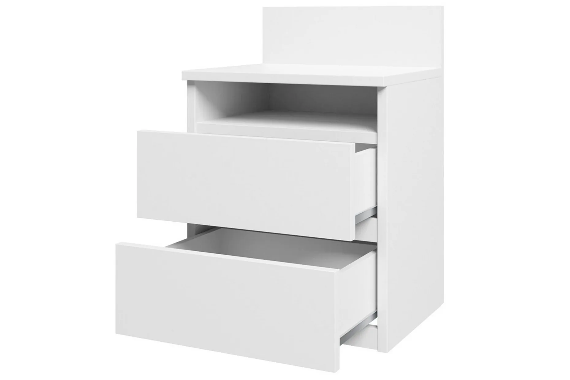Basildon Nattbord 40 cm med Oppbevaring 2 Skuffer + Hylle