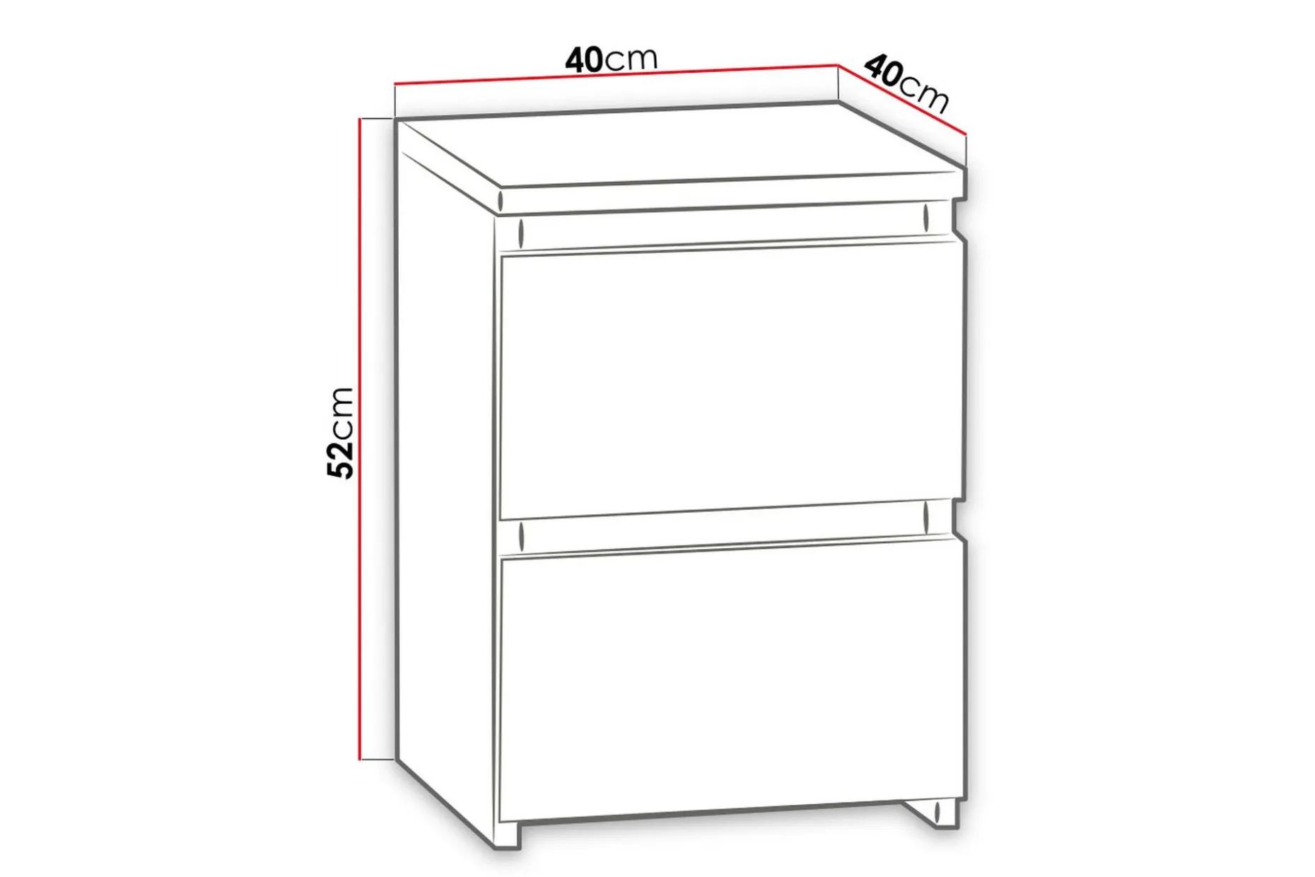 Basildon Nattbord 30 cm med Oppbevaring 2 Skuffer