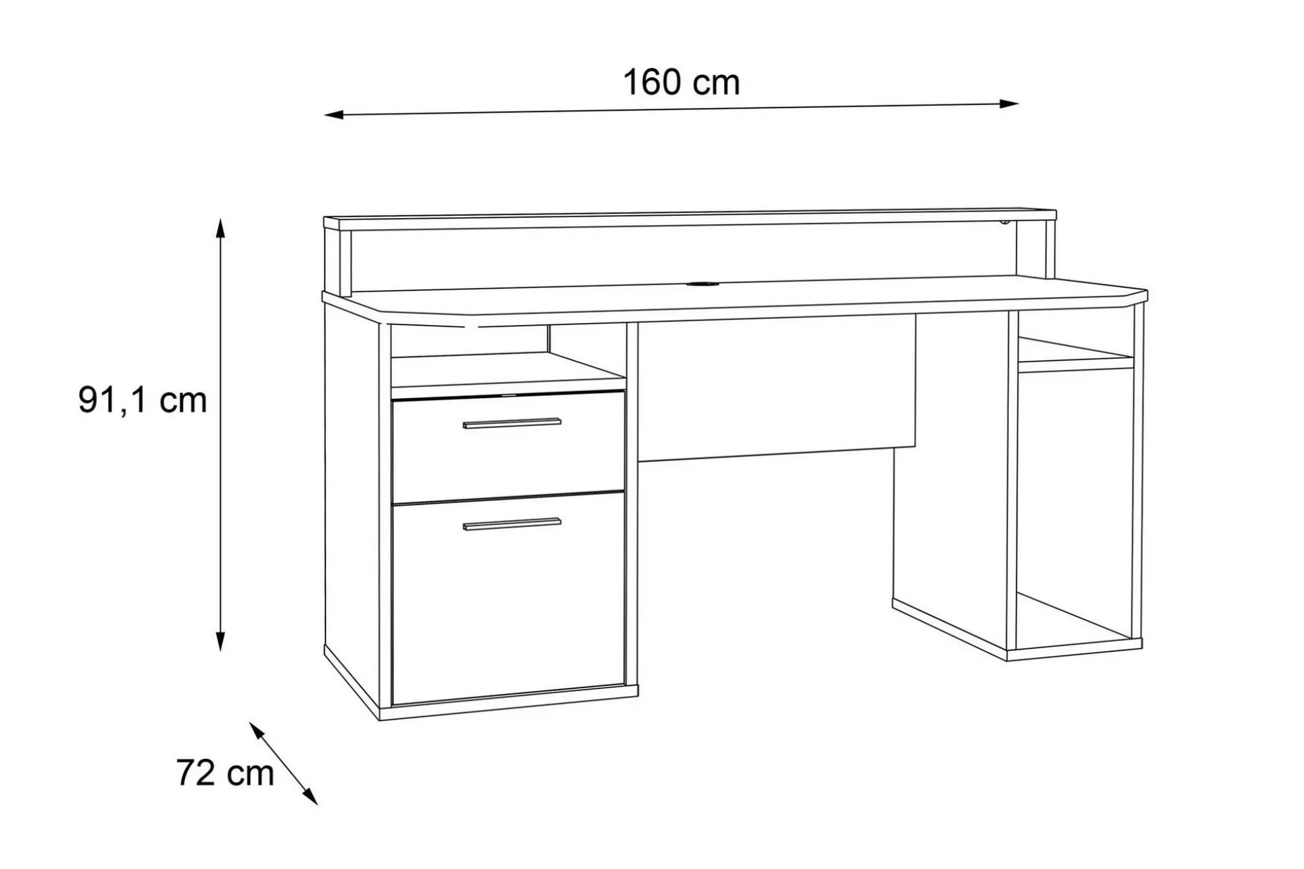 Bays Gaming Skrivebord 160 cm