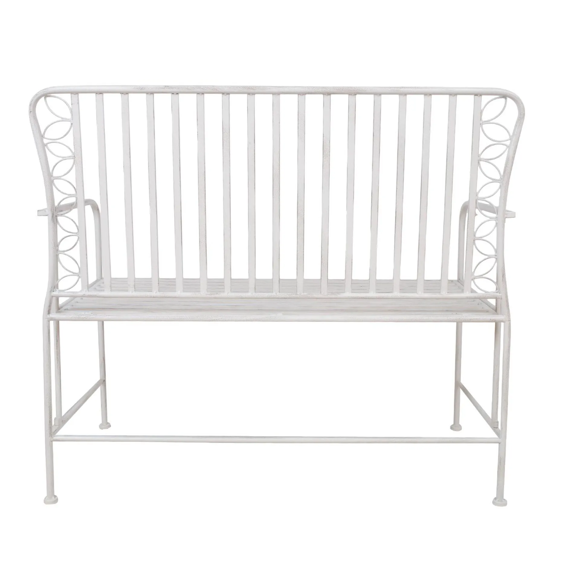 Benk HOME4YOU Jasmine 103x50x93 cm Antikkhvitt metall