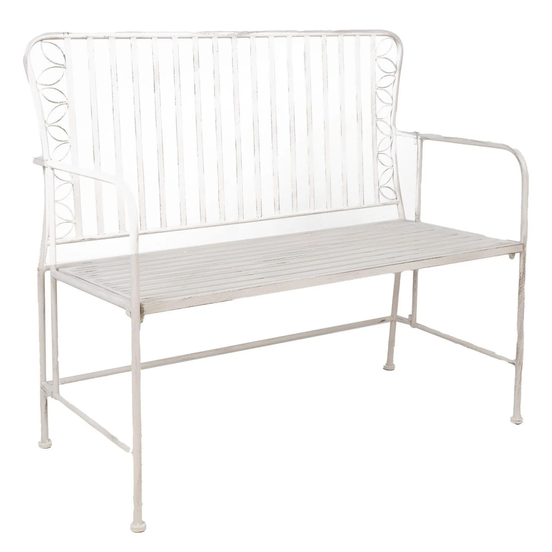 Benk HOME4YOU Jasmine 103x50x93 cm Antikkhvitt metall