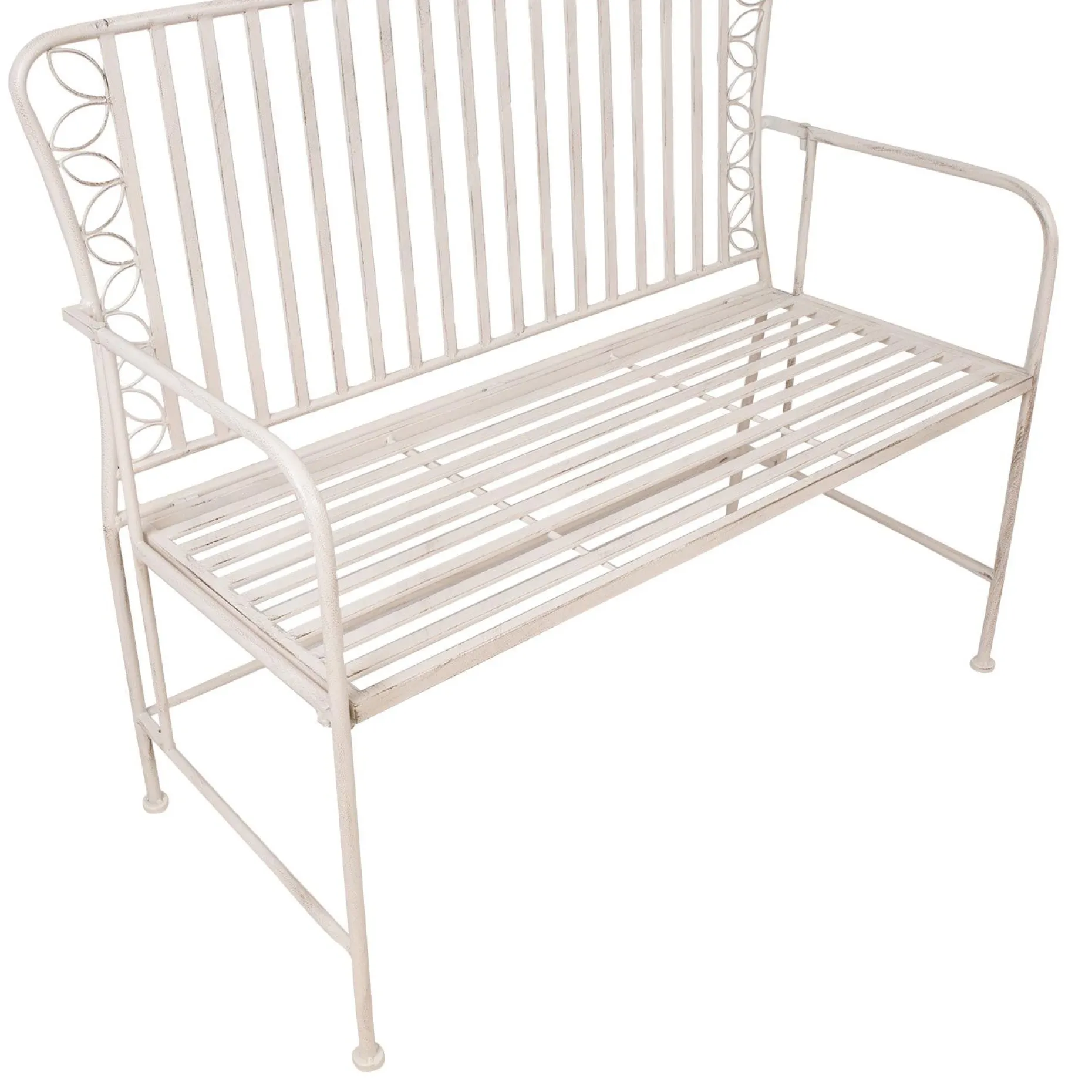 Benk HOME4YOU Jasmine 103x50x93 cm Antikkhvitt metall