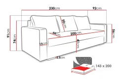 Beno Sovesofa 230x92x91 cm