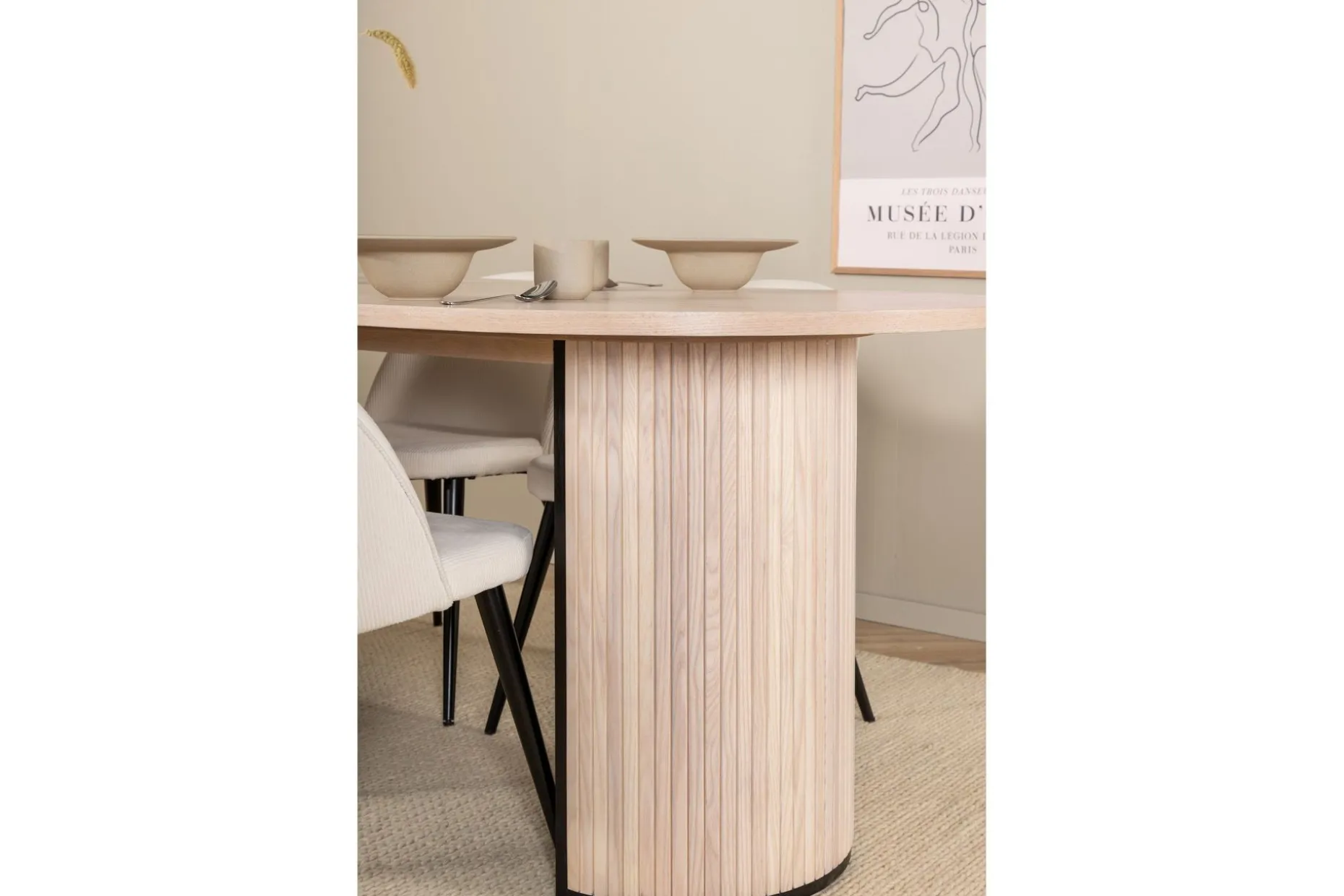 Biana Spisegruppe 200 cm Oval inkl. 4 Valera Cordfløyelstole