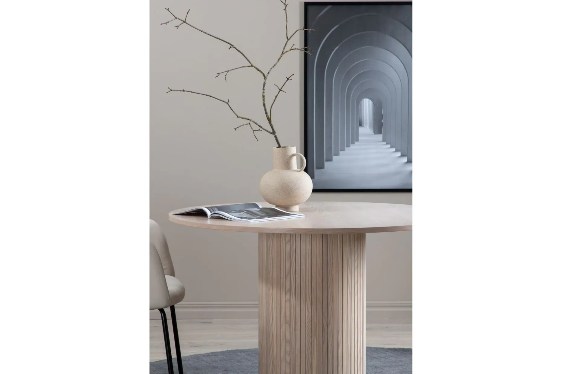 Bianca Spisebord 110 cm Rundt Beige