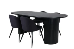 Bianca Spisegruppe 200 cm Oval med 4 Velvet Stoler