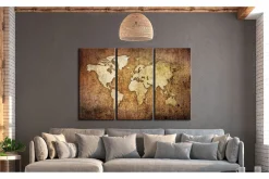 Bilde World Map Brown Texture 120x80