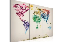 Bilde World map colored smoke track 90x60