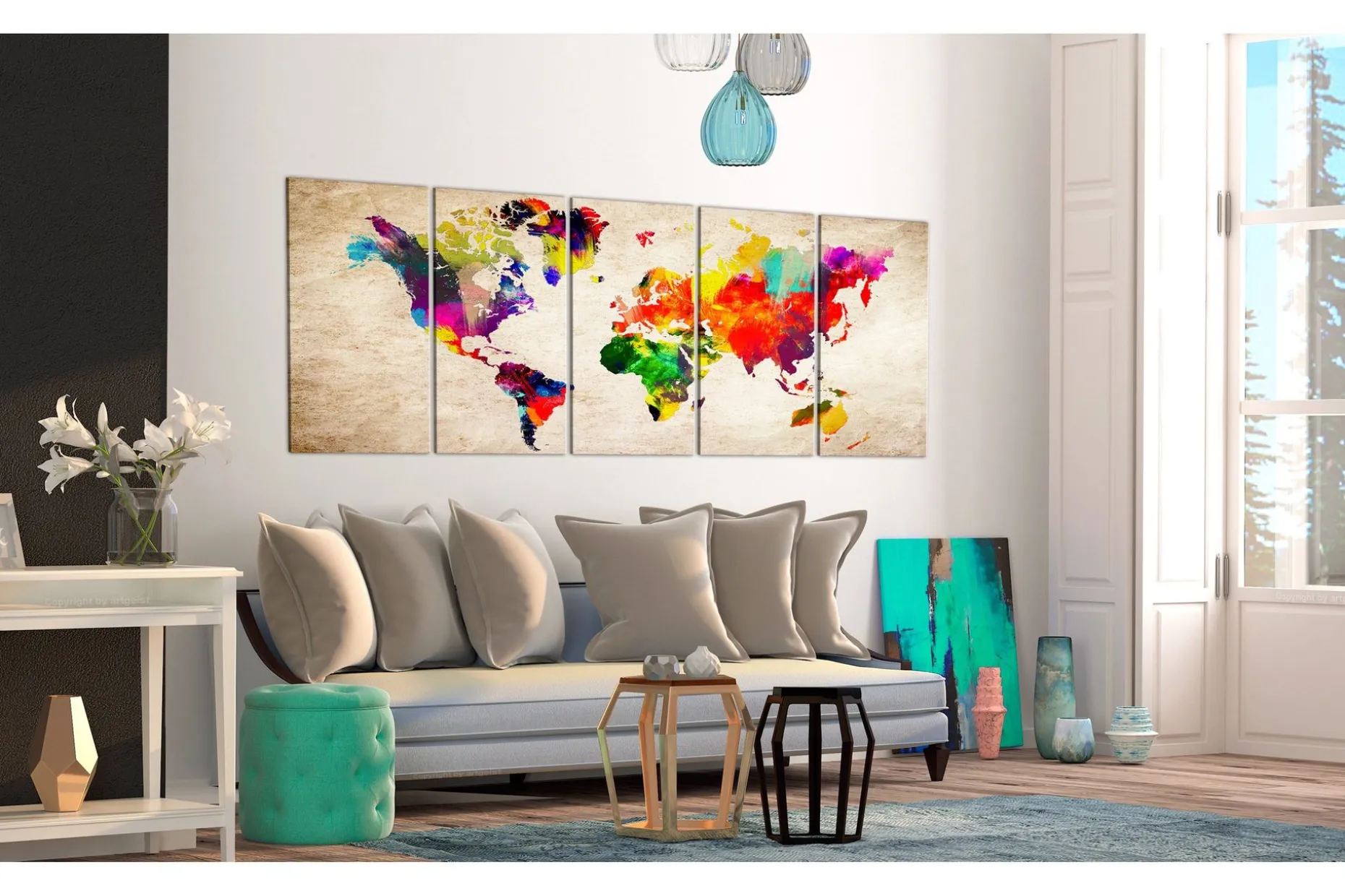 Bilde World Map Painted World 225x90