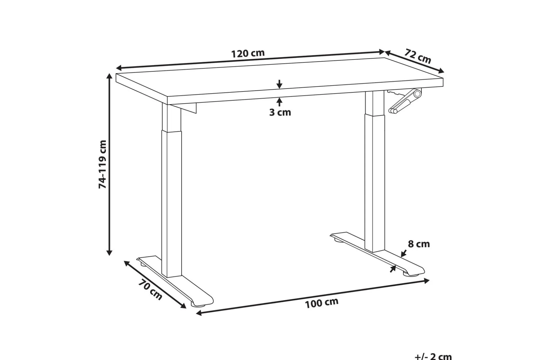 Bina Skrivebord 72x120 cm