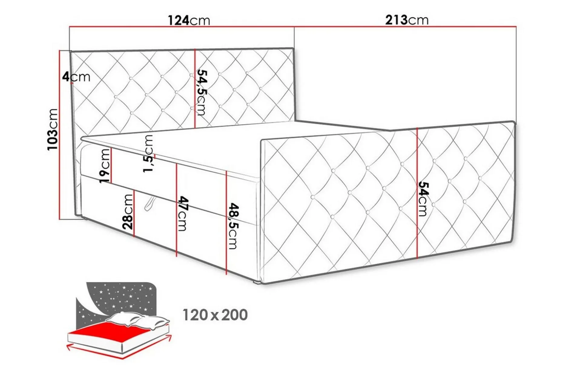 Boisdale Sengeramme 120x200 cm