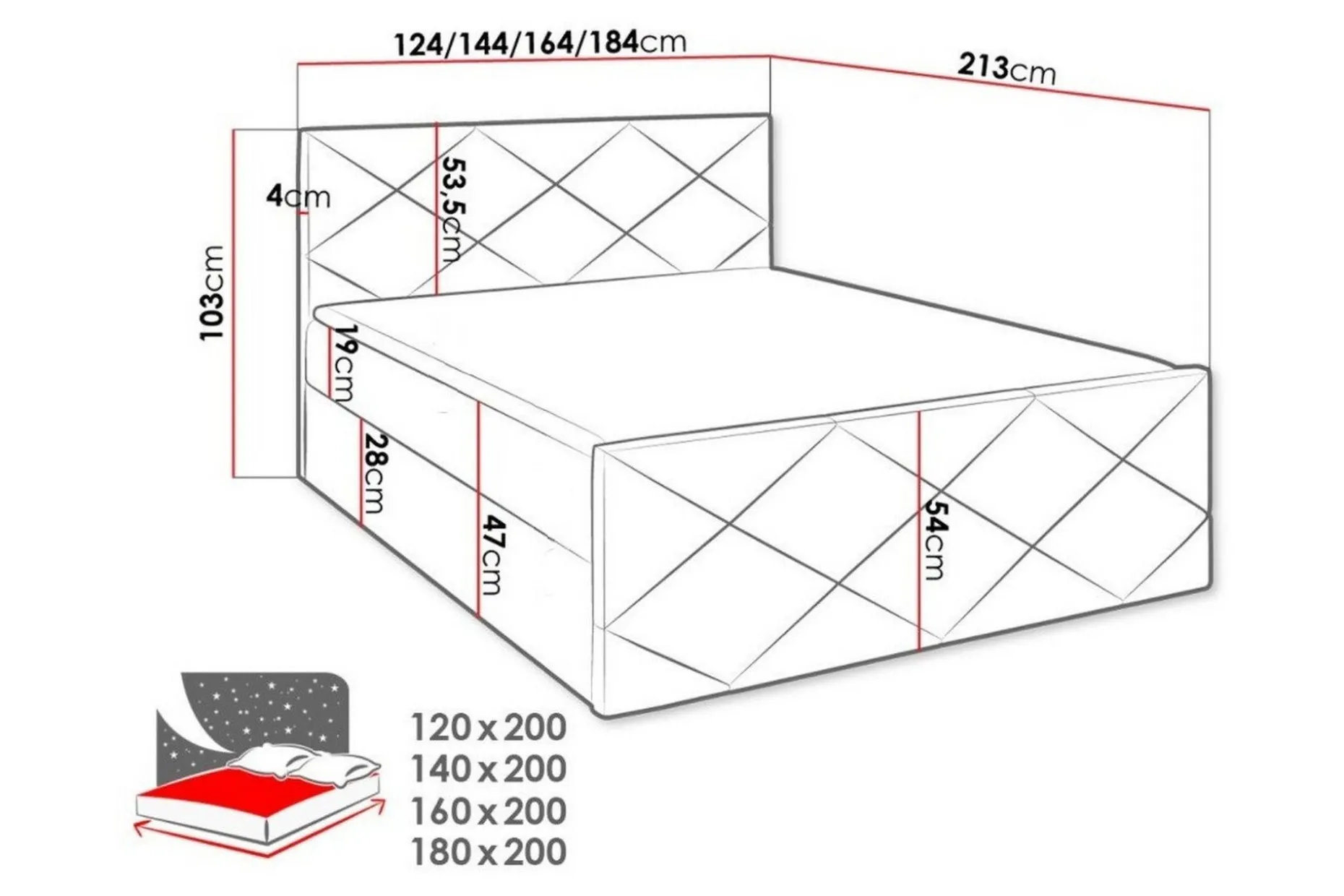 Boisdale Sengeramme 120x200 cm