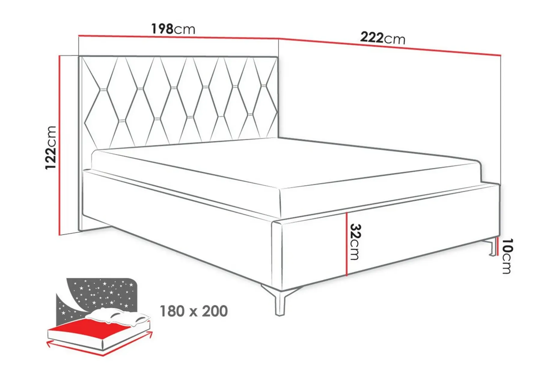 Boisdale Sengeramme 180x200 cm