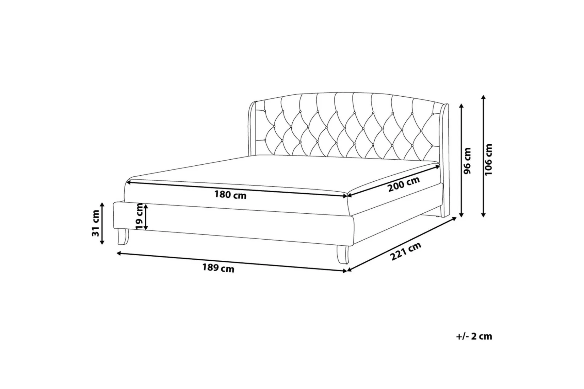Bordeau Dobbeltseng 180 | 200 cm