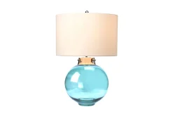 Bordlampe Elstead Lighting Kara Polert nikkel - Blått glass