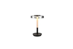 Bordlampe TRIO Celeste Matt svart/krom/tre