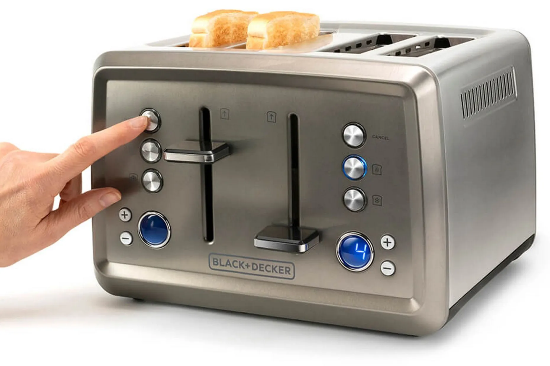 Brødrister Black+Decker 4 spor 1960W børstet stål