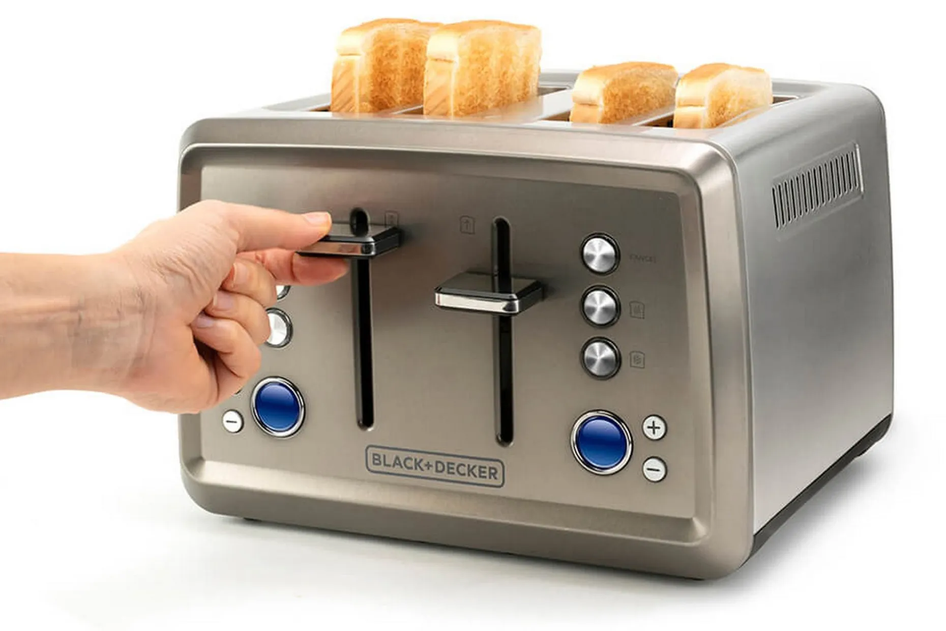 Brødrister Black+Decker 4 spor 1960W børstet stål