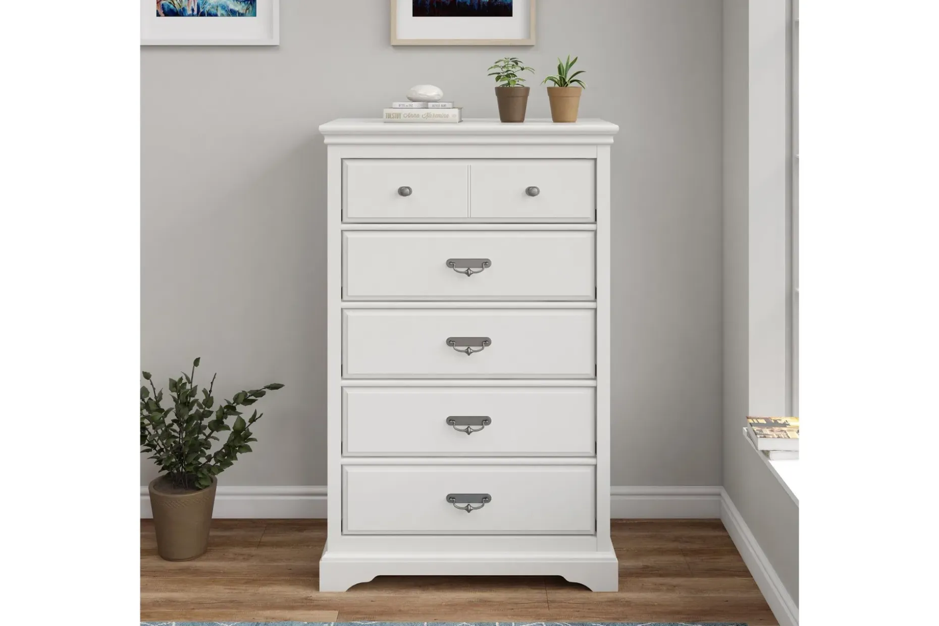 Bristol Kommode 88x49 cm 5 Skuffer Hvit