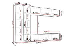 Bulet TV-møbelsett 224x33 cm