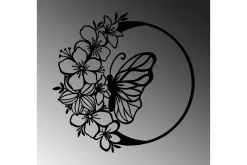 Butterfly And Flower Veggdekor