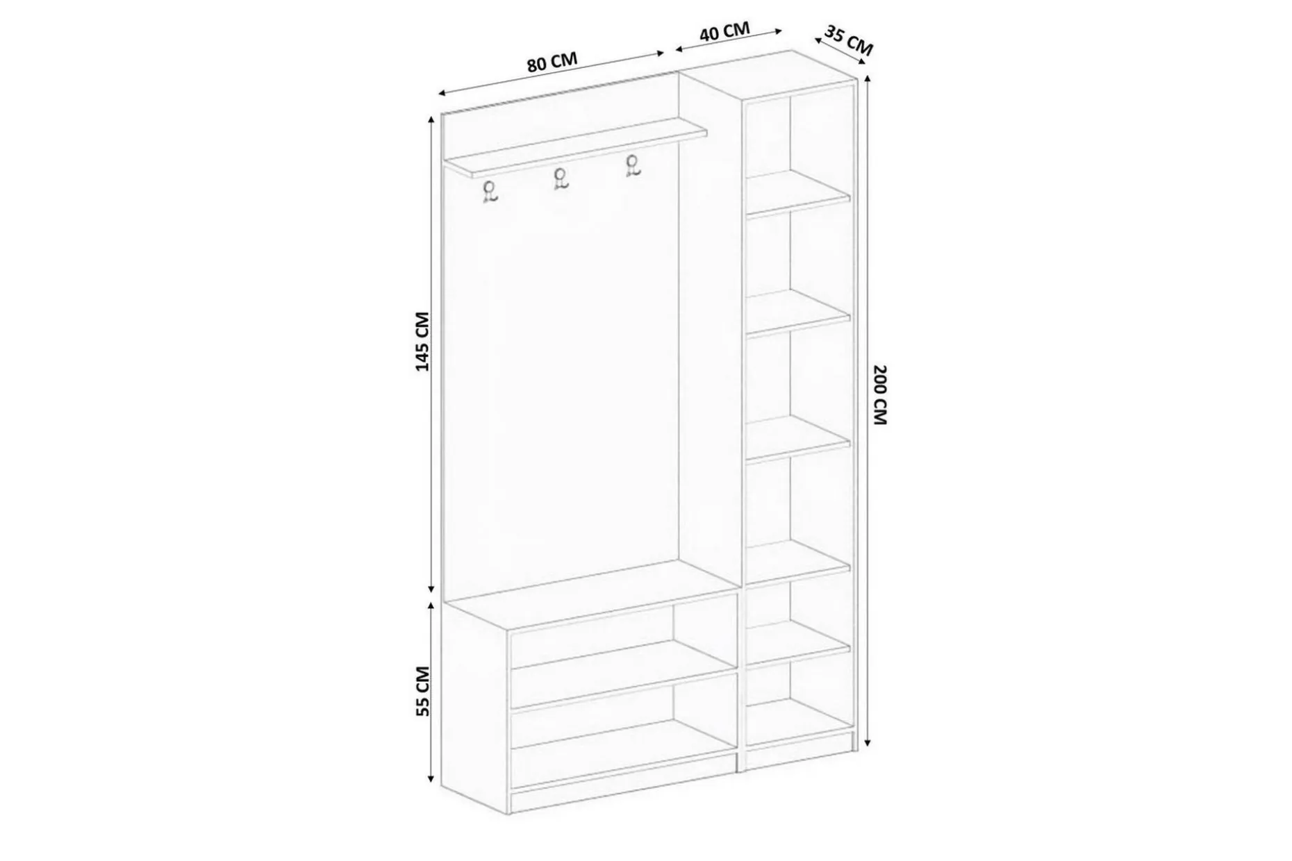 Caeton Hyllesystem 200 cm