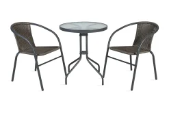 Cafesett BISTRO bord og 2 stoler D60xH70 grå