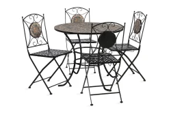 Cafesett MOSAIC bord og 4 stoler metall/svart