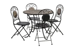 Cafesett MOSAIC bord og 4 stoler metall/svart