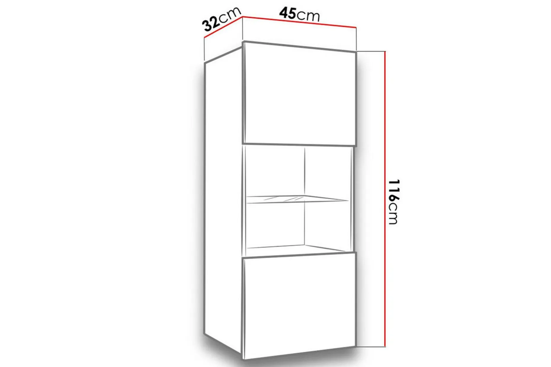 Calabrini Vitrineskap 45x32x117 cm