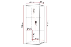 Calabrini Vitrineskap 45x32x117 cm