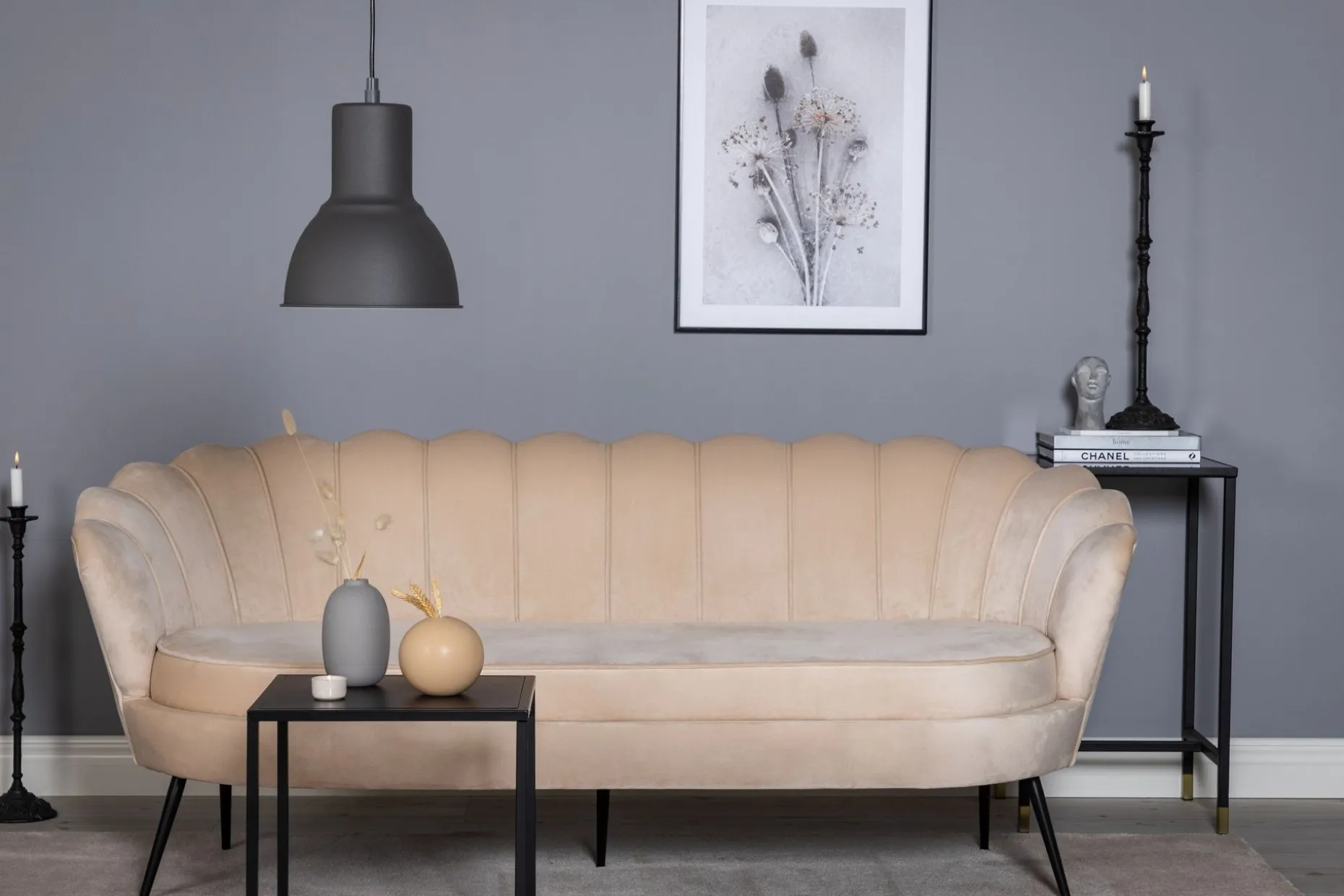 Calais 3-seter Sofa Fløyel
