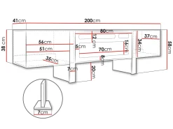 Calvenn TV-benk med Peis 200 cm