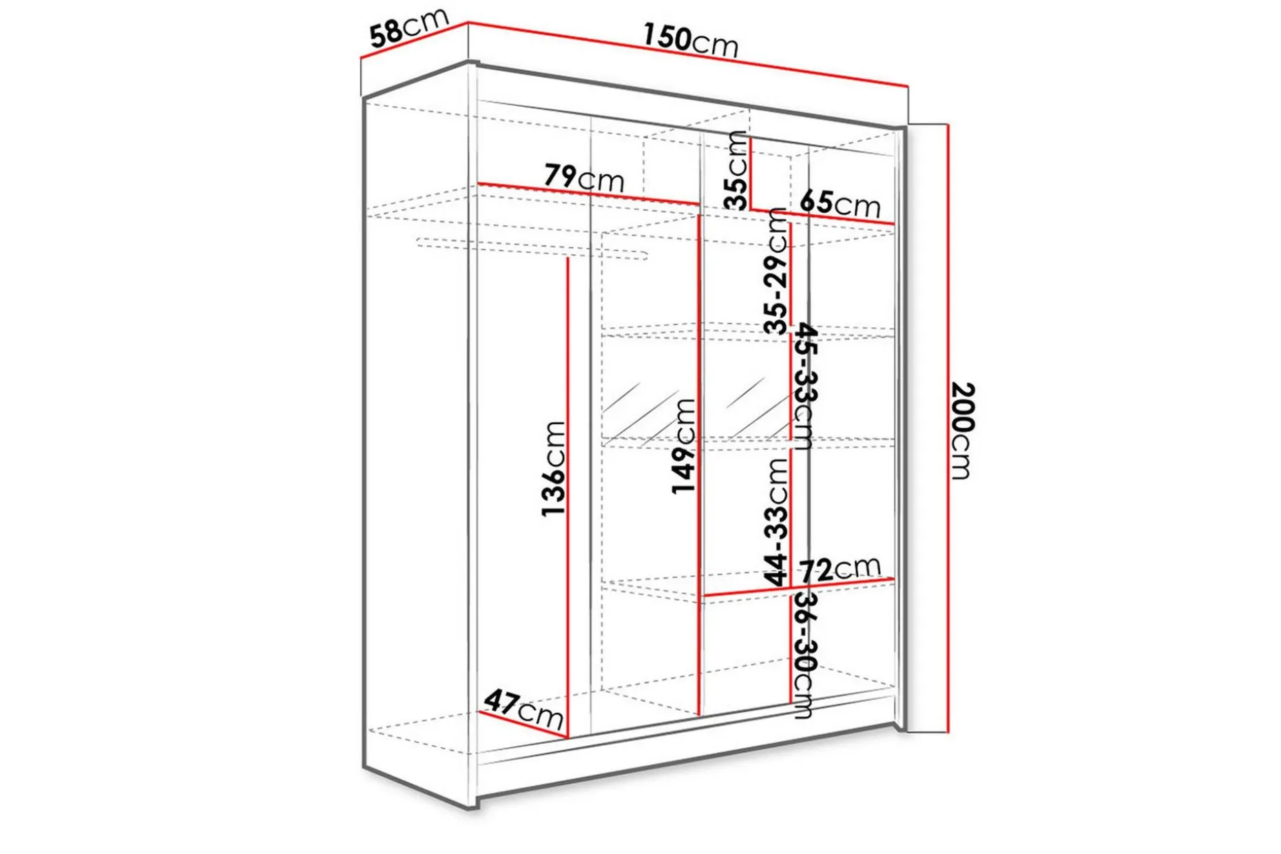 Camino Garderobe 150x58x200 cm