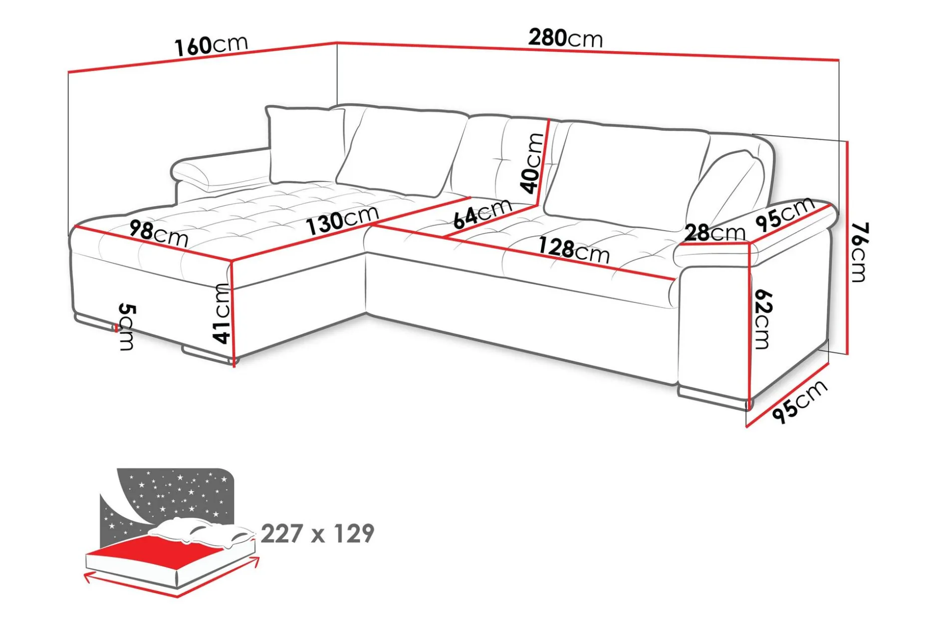 Camior Sofa med Divan 3-seter