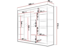 Canderbury Garderobe med Speil 180x215 cm