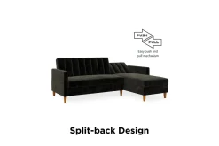 Celine 3-sits Divansovesofa Fløyel/Svart