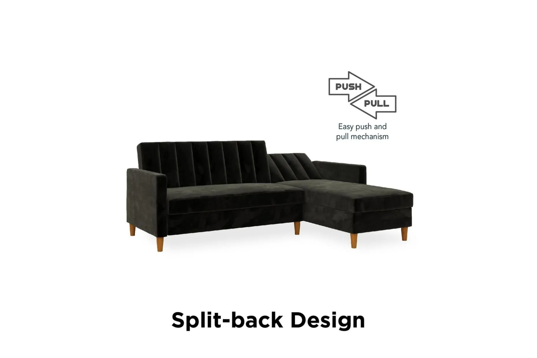 Celine 3-sits Divansovesofa Fløyel/Svart