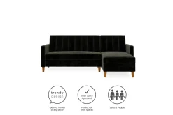 Celine 3-sits Divansovesofa Fløyel/Svart