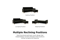 Celine 3-sits Divansovesofa Fløyel/Svart