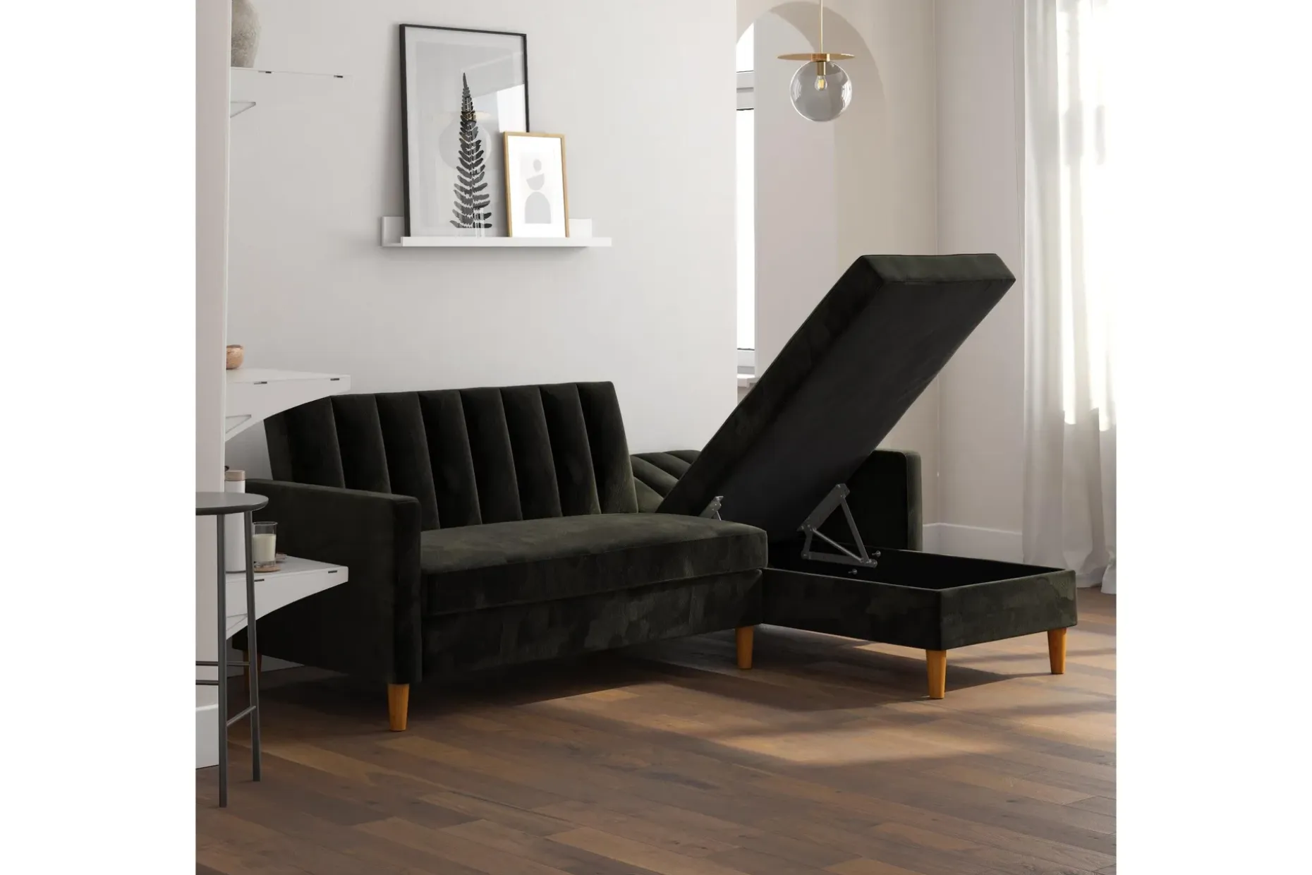 Celine 3-sits Divansovesofa Fløyel/Svart