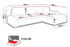 Cerys Divansovesofa 265x185x85 cm Universal
