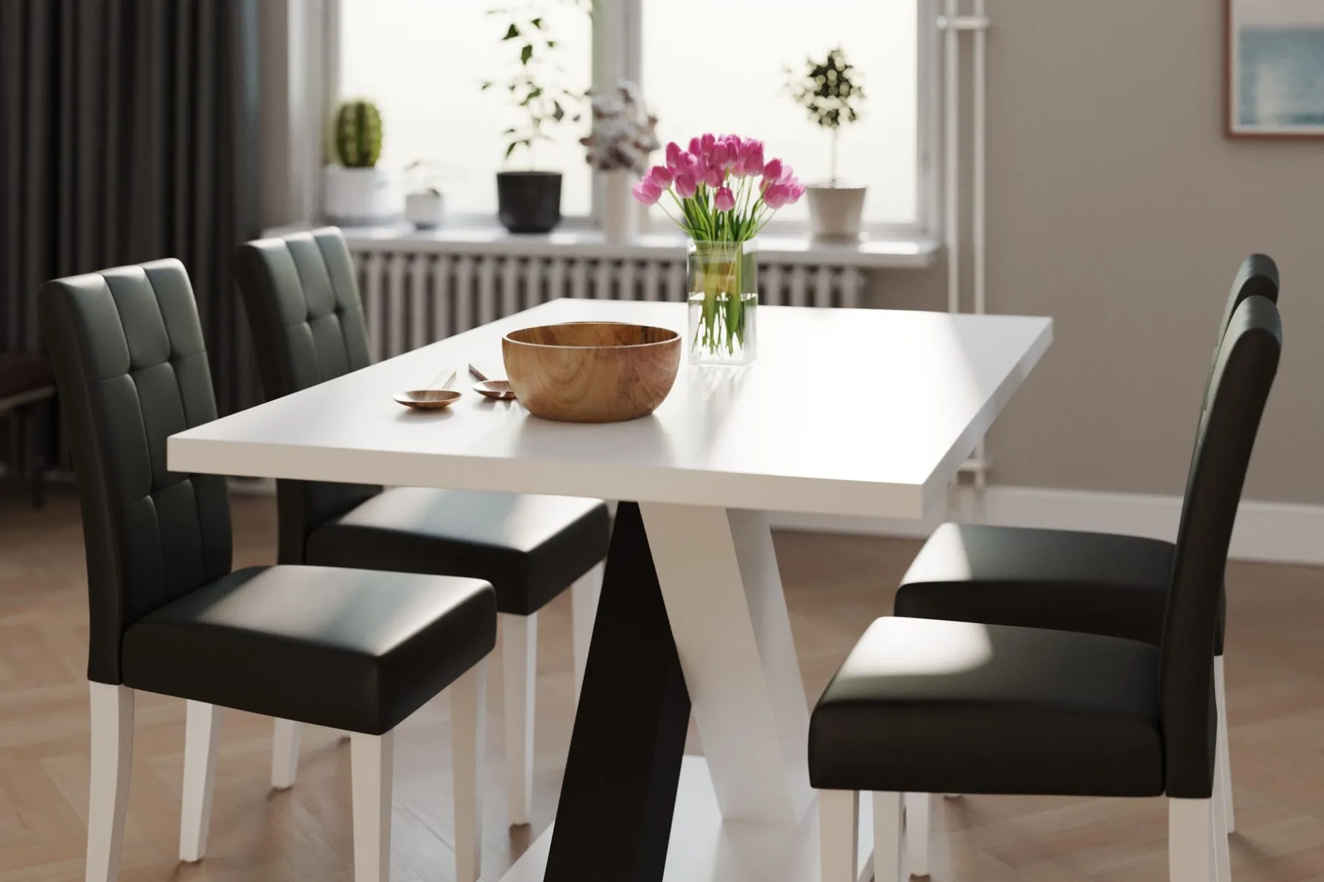 Cesi Spisegruppe 140 cm med 4 Viktor Stol