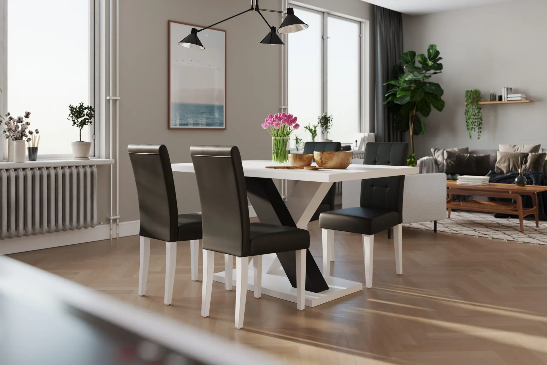Cesi Spisegruppe 140 cm med 4 Viktor Stol