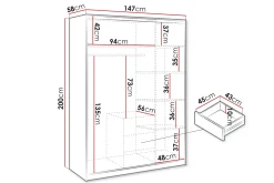Chavez Garderobe med Speil 147x200 cm