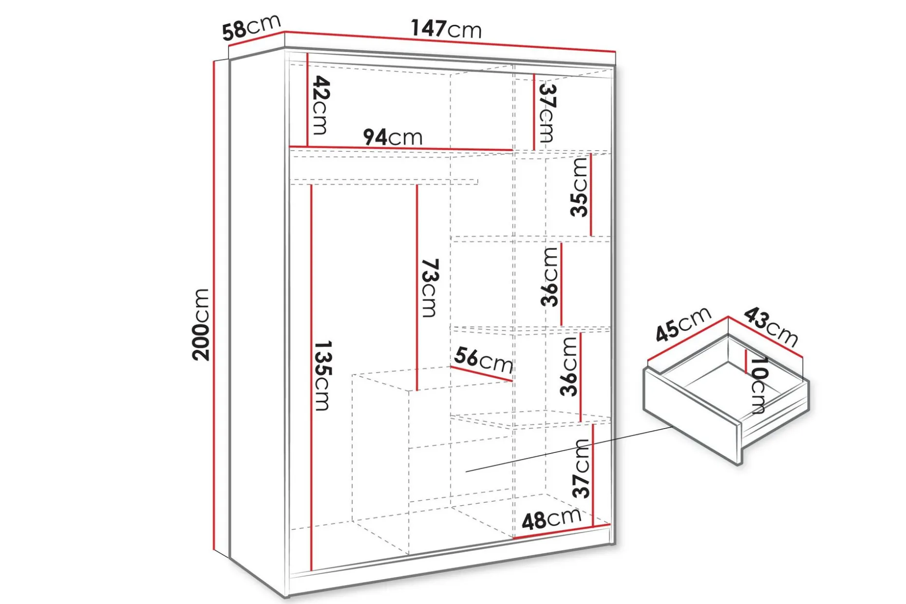 Chavez Garderobe med Speil 147x200 cm