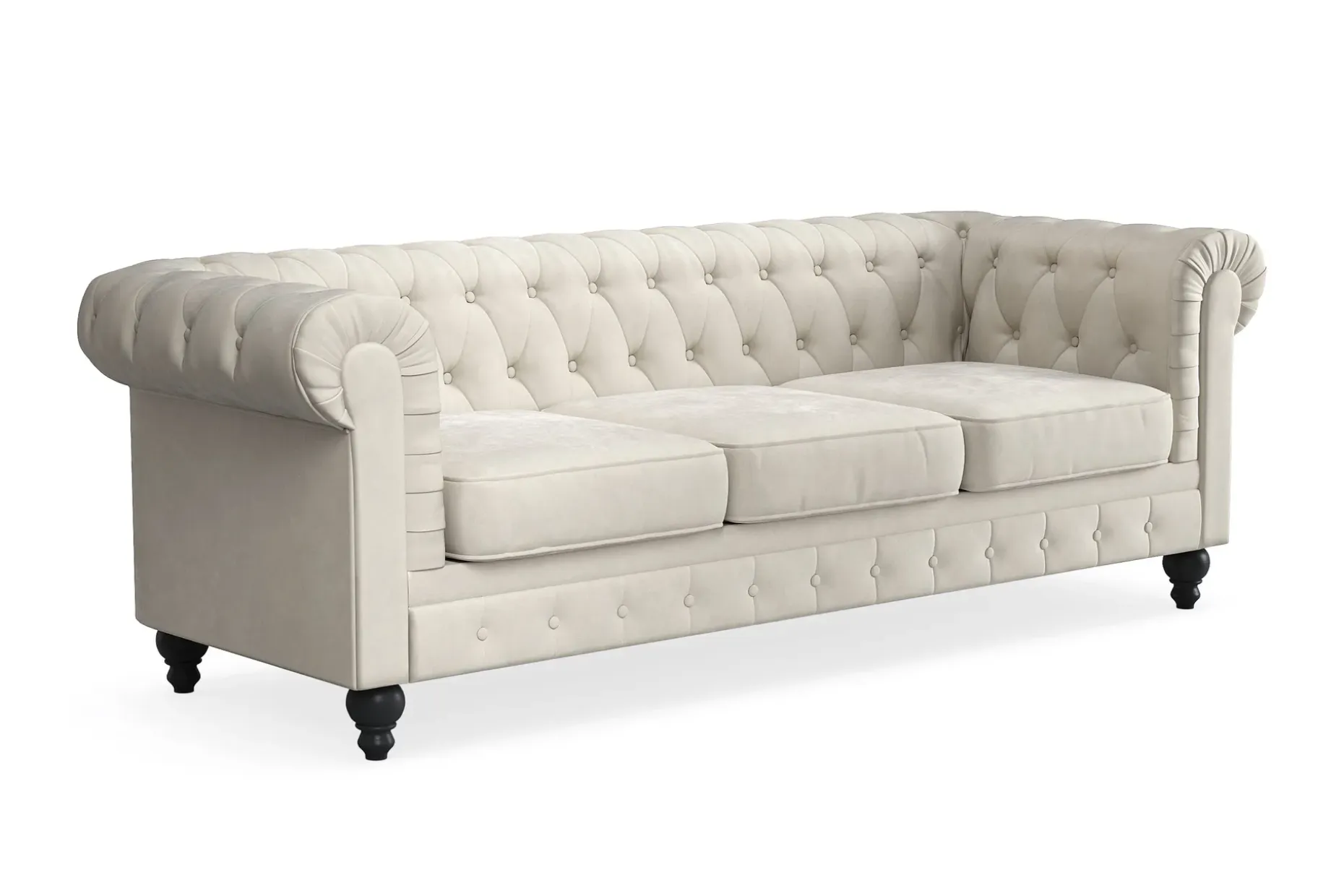 Chesterfield Lyx 3-seter Fløyelssofa – Dyp sofa