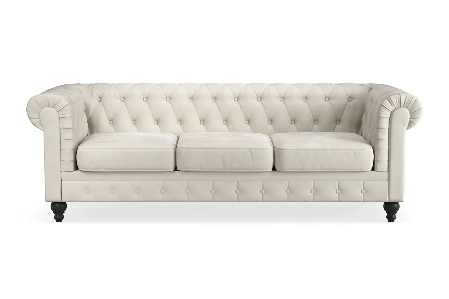 Chesterfield Lyx 3-seter Fløyelssofa – Dyp sofa
